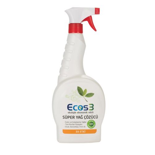 Ecos3 Ekolojik Süper Yağ Çözücü Sprey 750ml Ecos3 Ekolojik Süper Yağ Çözücü Sprey 750ml