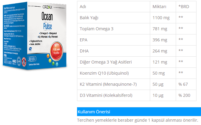 Orzax Ocean Pulse Omega 3 30 Kapsül 3'lü Paket Dermologue Health & Beauty