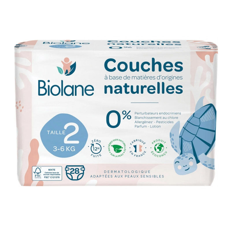 BIOLANE - Couche Taille 2 - (3-6 kg) - Peaux Sensibles - Ultra