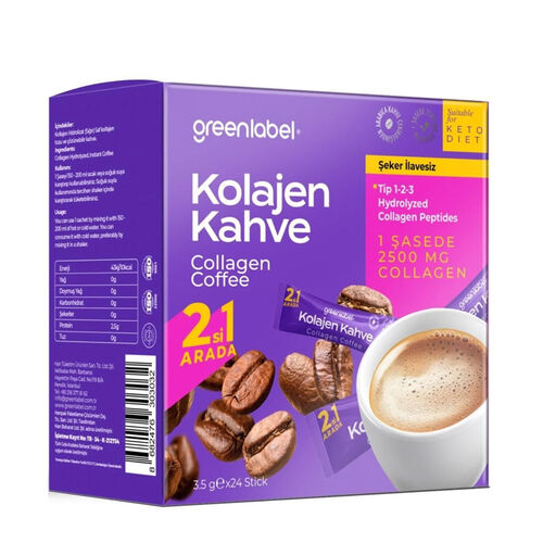 Greenlabel Kolajen Kahve 3.5 gr x 24 Stick - Greenlabel