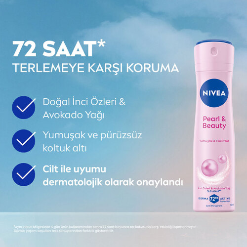 Nivea Kadın Sprey Deodorant Pearl Beauty 150 ml - 72 Saat Anti Perspirant Koruma - Nivea (1)