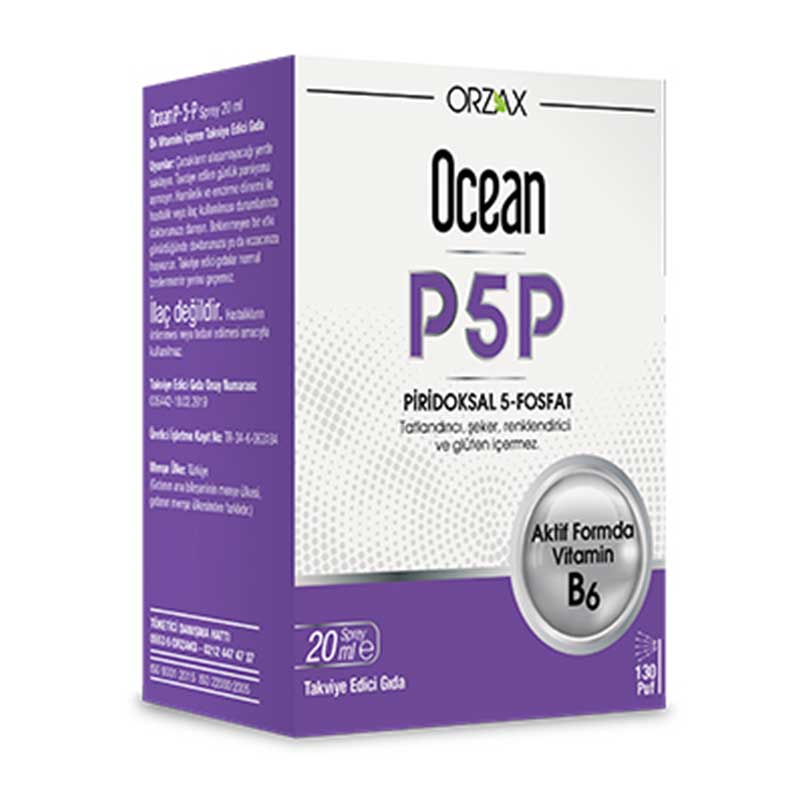 Orzax Ocean P5p Piridoksall 5 Fosfat Sprey Takviye Edici Gıda 20 Ml