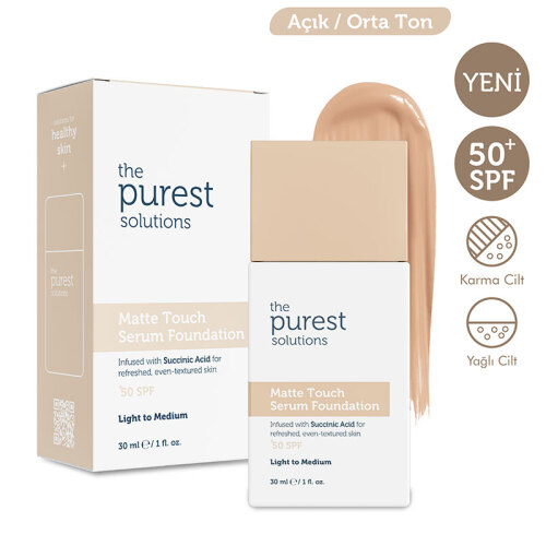 The Purest Solutions Matte Touch Sebum Dengeleyici ve Matlaştırıcı Serum Fondöten SPF50+ 30 ml - Açık-Orta Ton - The Purest Solutions (1)