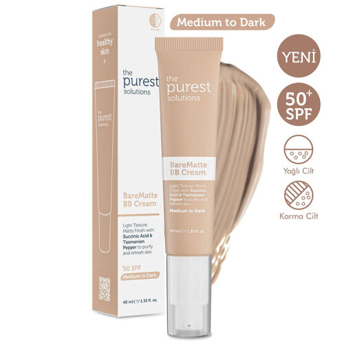 The Purest Solutions Yağlı ve Karma Ciltler İçin Matlaştırıcı BB Krem SPF 50+ 40 ml – Orta-Koyu Ton - The Purest Solutions (1)