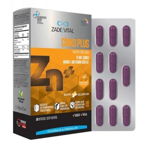 Zade Vital Çinko Plus Takviye Edici Gıda 30 Kapsül - Zade Vital